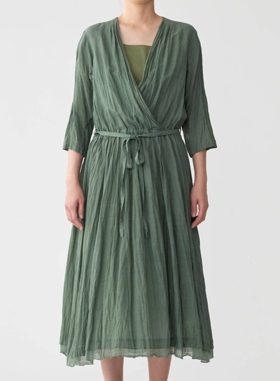 Pas De Calais Botanical Dye Belted Dress In Green In Green