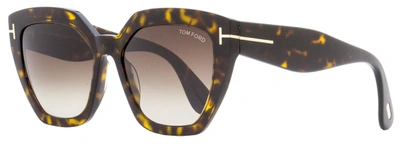 Shop Tom Ford Women's Square Sunglasses Tf939 Phoebe 52k Dark Havana 56mm In Multi