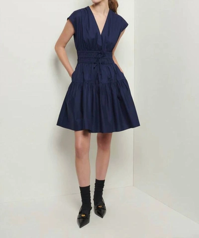 Shop Derek Lam 10 Crosby Tora V-neck Dress In Navy In Blue