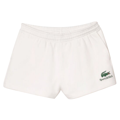 Pre-owned Sporty And Rich Sporty & Rich X Lacoste Serif Disco Short 'farine' In White