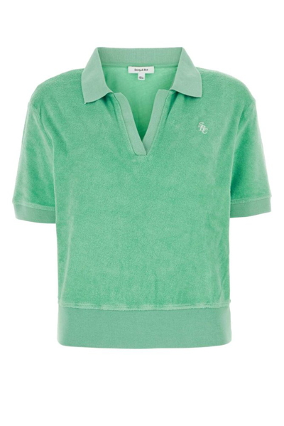Shop Sporty And Rich Sporty & Rich Logo Detailed Polo Shirt In Green