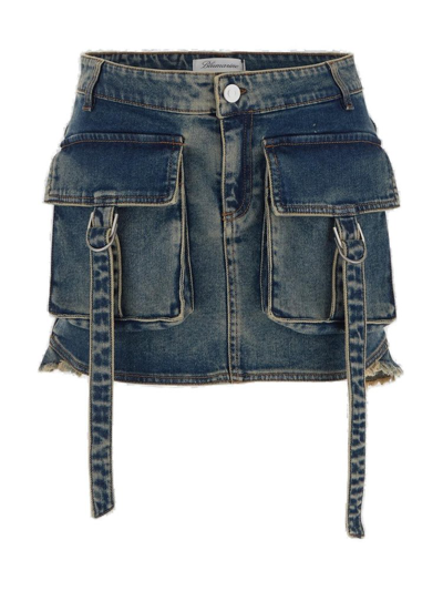 Shop Blumarine Pocket Detailed Cargo Mini Skirt In Blue