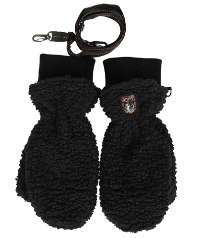 Shop Parajumpers Logo Patch Fleece Mittens In Black