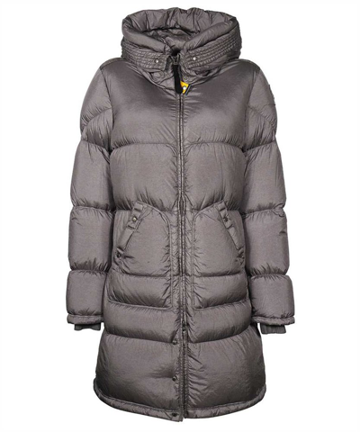 Shop Parajumpers Angelica Long Hooded Down Coat In Grey
