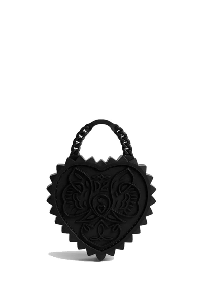 Shop Dsquared2 Open Your Heart Top Handle Bag In Black