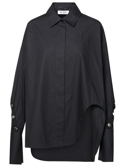 Shop Attico The  Borchie Logo Embroidered Asymmetric Shirt In Black