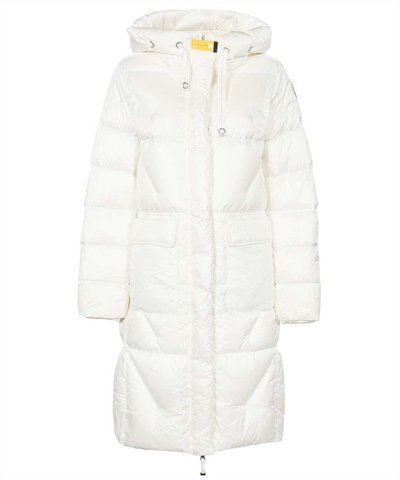 Shop Parajumpers Leonie Long Hooded Down Coat In White