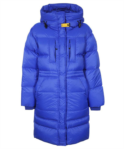 Shop Parajumpers Eira Long Hooded Down Coat In Blue