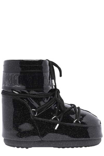 Shop Moon Boot Icon Low Glitter Lace In Black