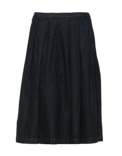 Shop Société Anonyme Pleated Midi Denim Skirt In Blue