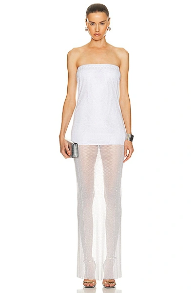 Santa Maxi Dress With Open Shoulders In White