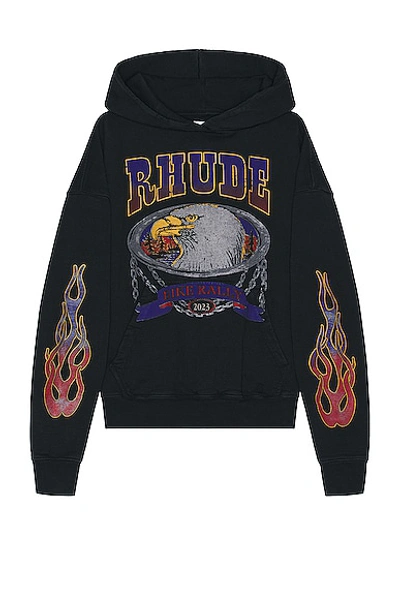 Shop Rhude Screaming Eagle Hoodie In Vintage Black