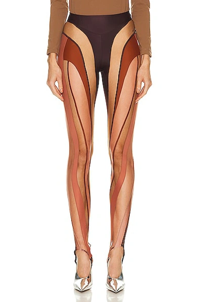 Shop Mugler Illusion Legging In Multicolor Dark Raisin & Nude 02