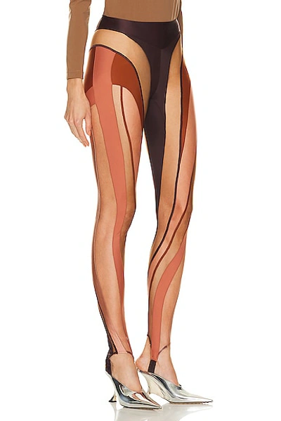 Shop Mugler Illusion Legging In Multicolor Dark Raisin & Nude 02