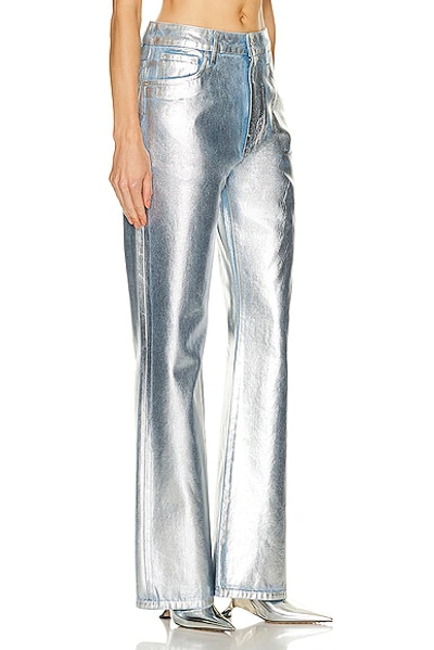 Rabanne Metallic High-rise Straight Pants In Light Silver
