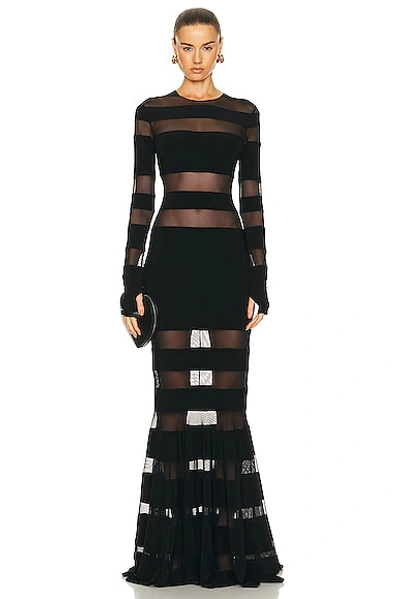 Norma Kamali Black Crewneck Dress With Fishtail Design In Black