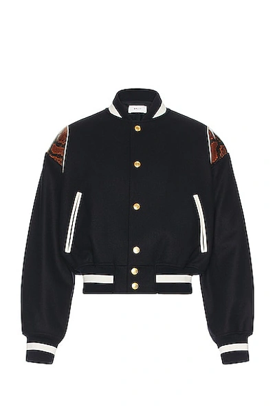 Shop Bally Varsity Jacket In Navy 50