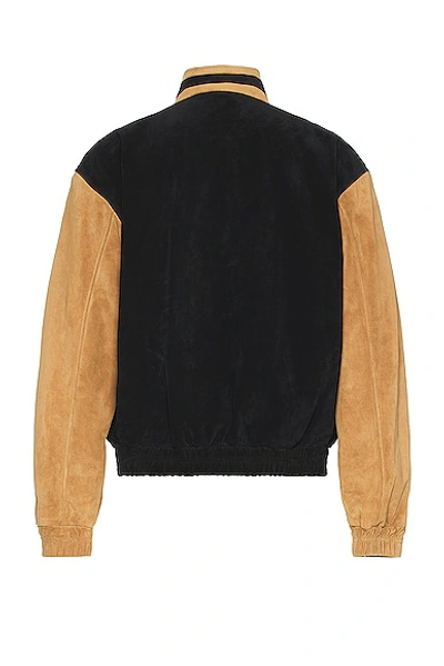 Shop Bally Varsity Jacke In Black & Deserto