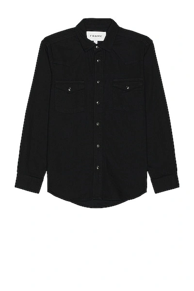 Shop Frame Western Denim Shirt In Black