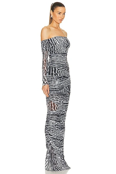 Ser.o.ya Chanda Gown In Grey Ocelot