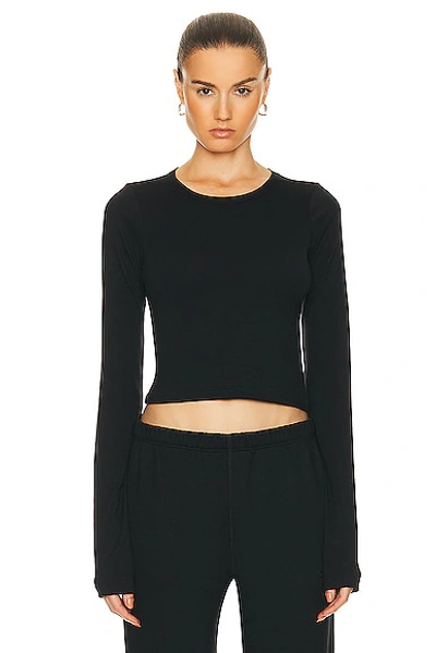 Éterne Black Cropped Long Sleeve T-shirt In Black