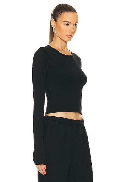 Éterne Black Cropped Long Sleeve T-shirt In Black