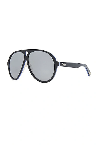 Shop Chloé Apres Ski Pilot Sunglasses In Black & Silver