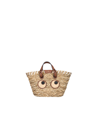 Shop Anya Hindmarch Designer Handbags Eyes Small Bucket Bag In Neutres