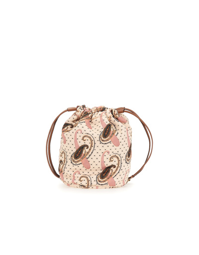 Shop Etro Designer Handbags Pouch With Paisley Pattern And Polka Dots In Rose