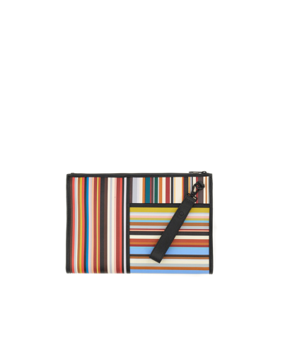 Shop Paul Smith Designer Men's Bags Signature Stripe Pouch In Multicolore
