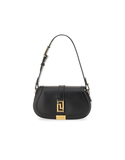 Shop Versace Designer Handbags Mini Greca Goddess Bag In Noir
