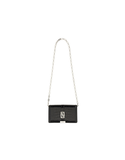 Shop Versace Designer Handbags Mini Greca Goddess Bag In Noir