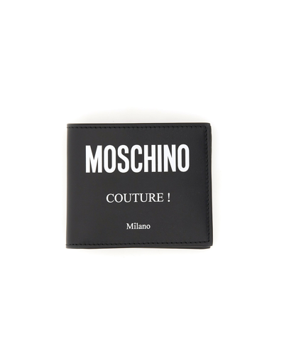 Shop Moschino Designer Men's Bags Wallet With Logo In Noir
