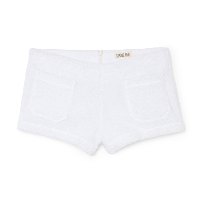 Shop Simone Fan The Zip-up Mini Shorts In Optic White