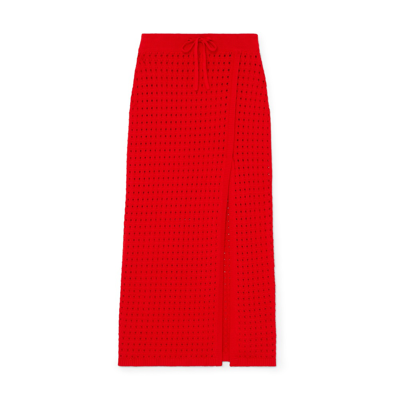 Shop Cashmere In Love Mona Crochet Slit Skirt In Tomato Red