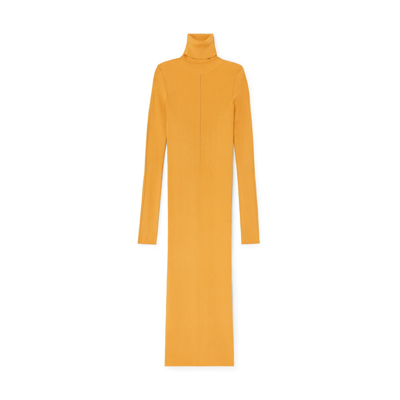 Shop Marni Ribbed-knit Turtleneck Dress In Maize Yellow