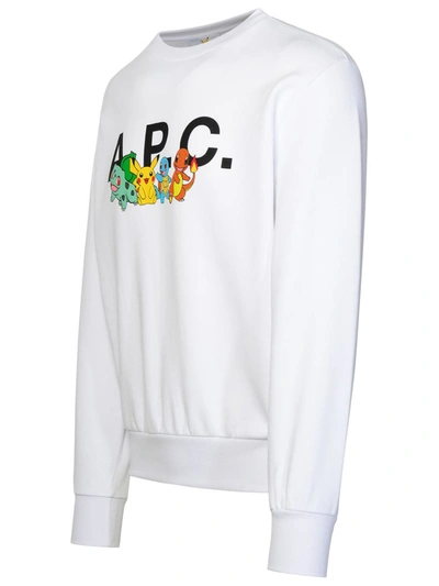 Shop Apc A.p.c. 'pokémon The Crew' White Cotton Sweatshirt
