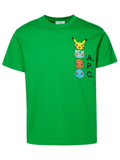 Shop Apc A.p.c. 'pokémon The Portrait' Green Cotton T-shirt