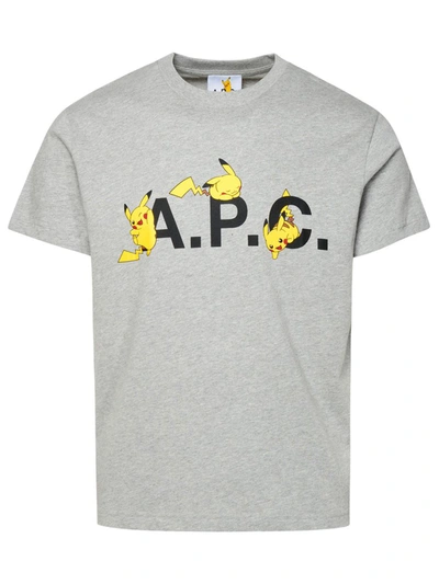 Shop Apc A.p.c. 'pokémon Pikachu' Grey Cotton T-shirt