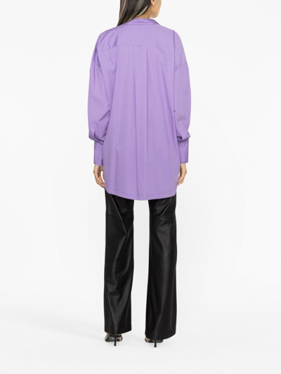 Shop Attico Diana Cotton Shirt In Violet