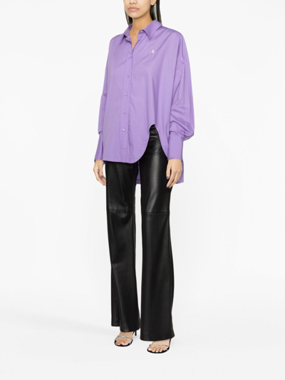 Shop Attico Diana Cotton Shirt In Violet