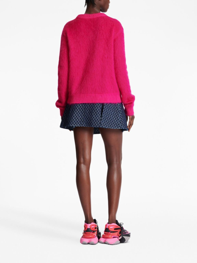 Shop Balmain Logo Mohair Sweater In Pink