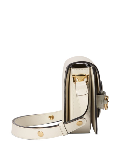 Shop Gucci Horsebit Mini Leather Crossbody Bag In White