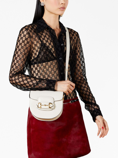 Shop Gucci Horsebit Mini Leather Crossbody Bag In White