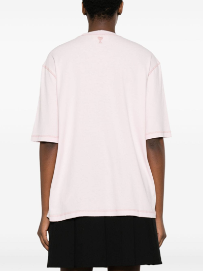 Shop Ami Alexandre Mattiussi Logo Cotton T-shirt In Pink