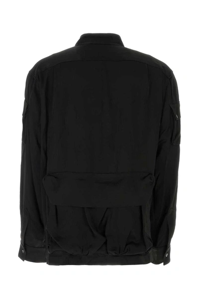 Botter Satin Shirt With Multiple Pockets And Adjustable Cuffs In Black
