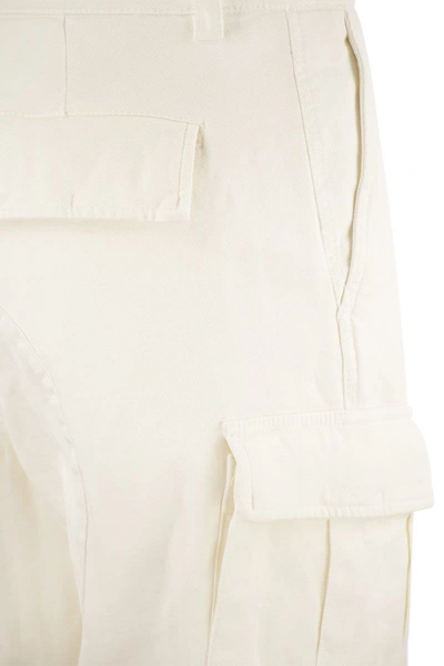 Shop Brunello Cucinelli Cotton Cargo Trousers In Cream