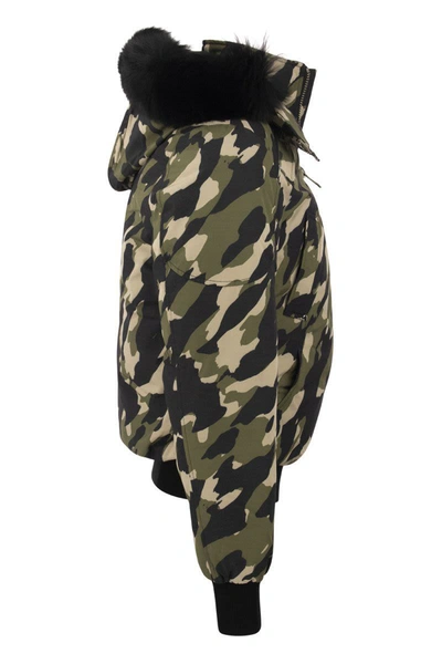 Shop Moose Knuckles Ballistic - Hooded Bomber Jacket In Camouflage