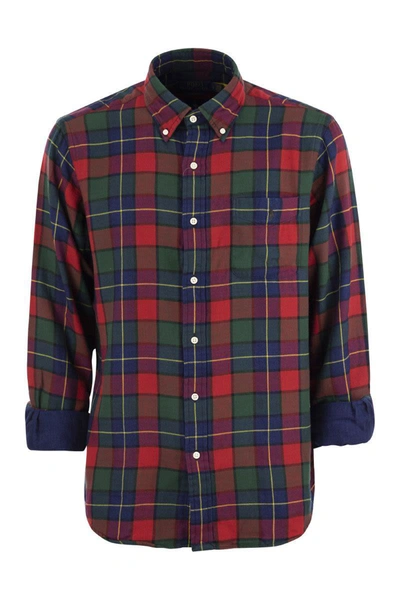 Shop Polo Ralph Lauren Custom-fit Checked Shirt In Red/blue