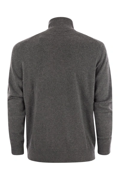 Shop Polo Ralph Lauren Wool Sweater With Zip In Grey